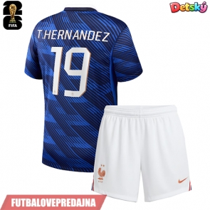 Lacne Dětský Futbalové dres Francúzsko Theo Hernandez #19 MS 2026 Krátky Rukáv - Domáci (+ trenírky)